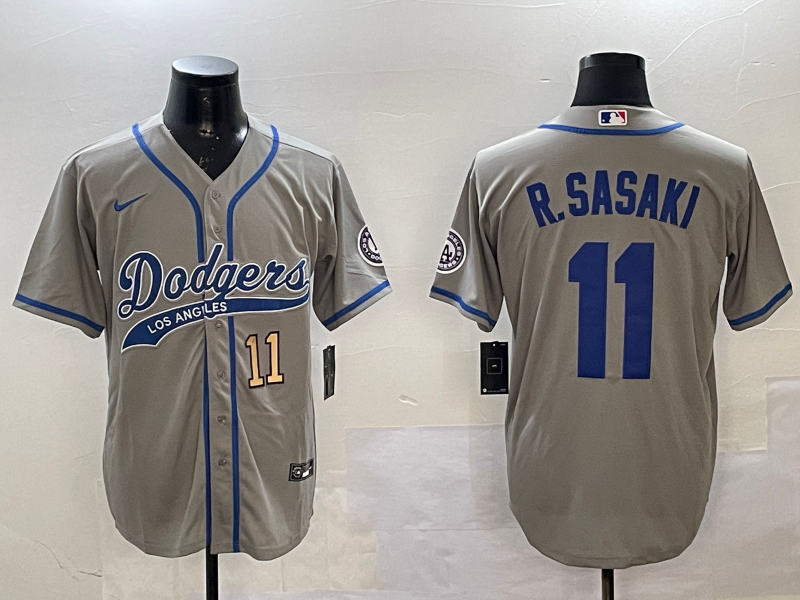 Men Los Angeles Dodgers 11 R Sasaki grey 2025 MLB nike jersey style 1